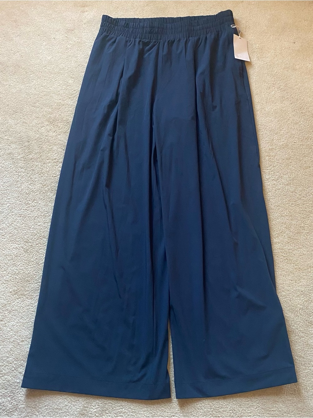 NWT Zella Transit Wide Leg Pants Women’s Large Navy Sapphire Athleisure Travel